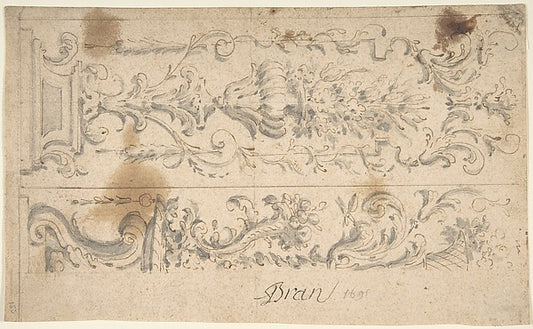 Two Designs for Floral Panels of Ornament 1680–1780-Anonymous,,16x12"(A3) Poster