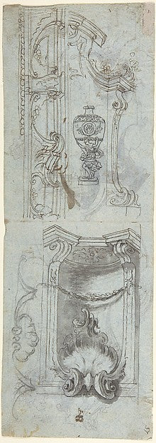 Design of architectural ornaments and an Amphora. 1700–1780-An,16x12