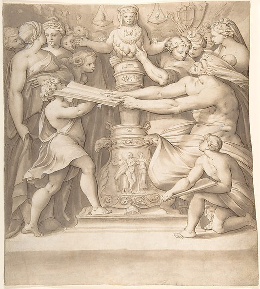 Figures Adoring a Statue of the "Magna Mater" 1585-Joseph Hein,16x12"(A3) Poster