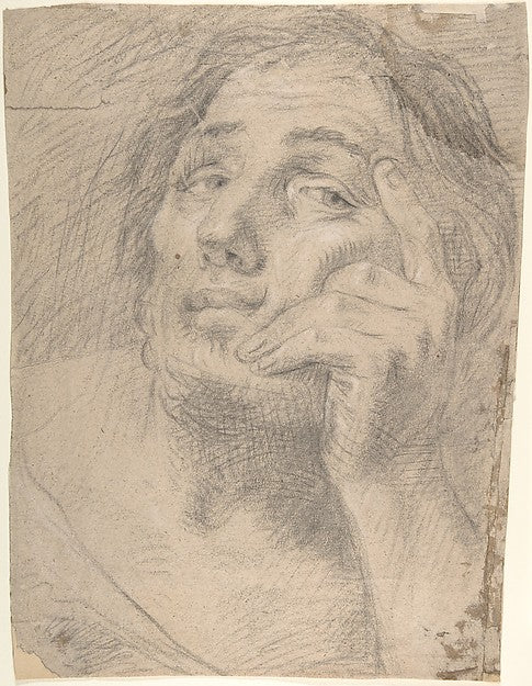 Portrait of a Young Man Leaning on his Hand c1620-Hans Trosche,16x12"(A3) Poster