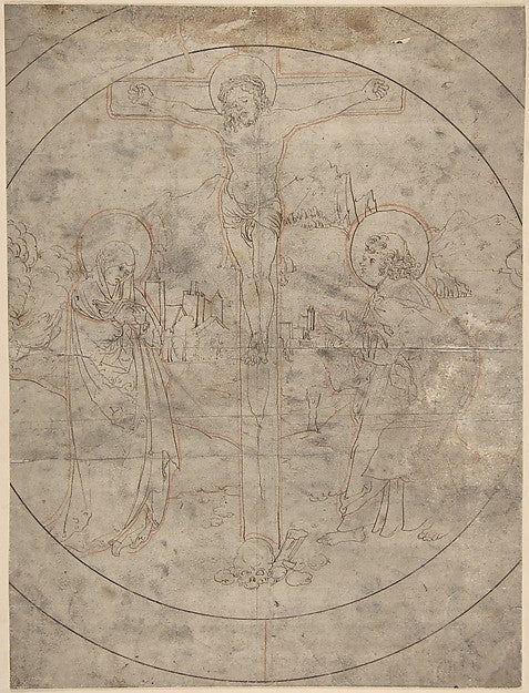 Crucifixion with the Virgin and St. John the Evangelist 16th c,16x12"(A3) Poster