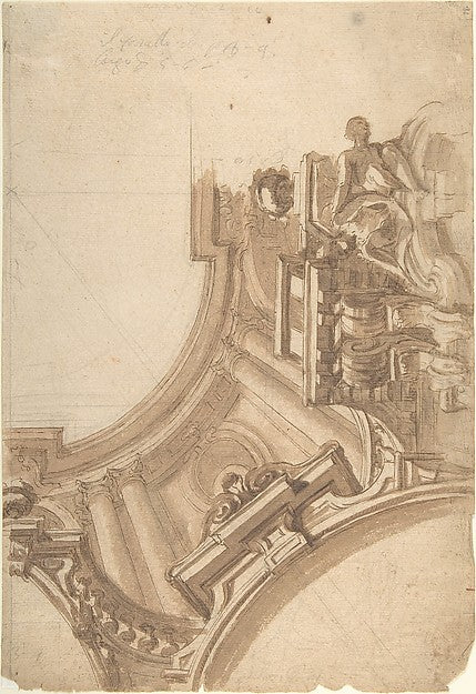 Design for a corner of painting ceiling  architectural perspec,  Poster Print Wall Art