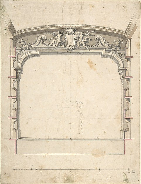 Design for the Proscenium Arch of a Theatre with Two Trumpetin,16x12"(A3) Poster