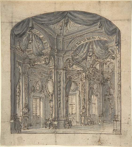 Stage Set of a Room Interior with Receding Perspective 1700–17,16x12"(A3) Poster