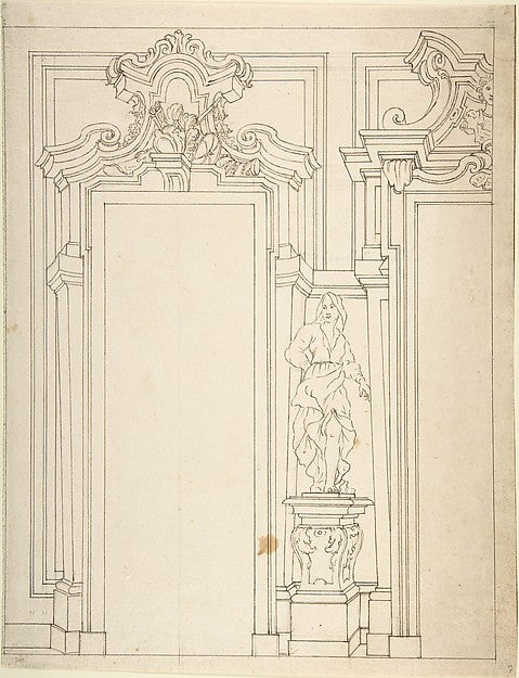 Design for the Elevation of a Wall Interior 1700–1780-Anonymou,  Poster Print Wall Art