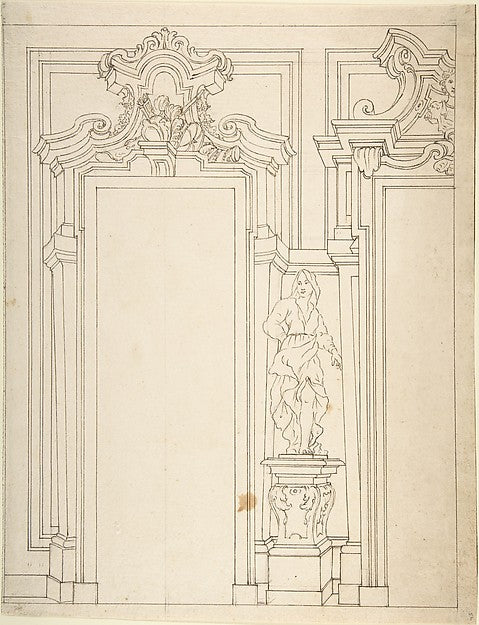 Design for the Elevation of a Wall Interior 1700–1780-Anonymou,16x12
