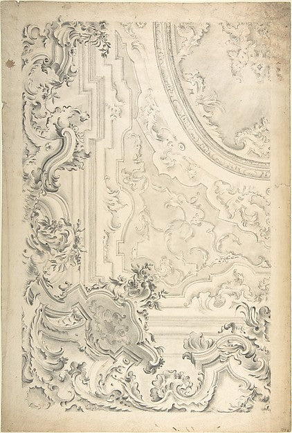 Design for a Ceiling with Cove Showing 1700–1780-Anonymous, It,16x12"(A3) Poster