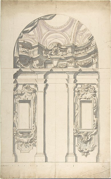 Two alternate Design for a wall elevation 1700–1780-Anonymous,,  Poster Print Wall Art