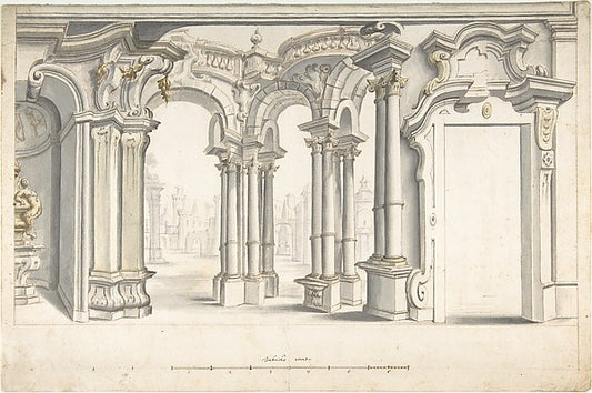 Design for a Painted Perspective Wall Decoration 1700–1780-Ano,16x12"(A3) Poster