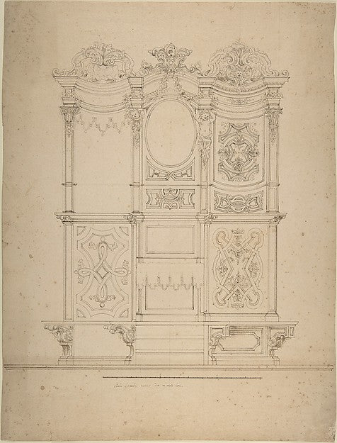 Design for the Ornamentation of a Wall or a Private Altar 1700,  Poster Print Wall Art