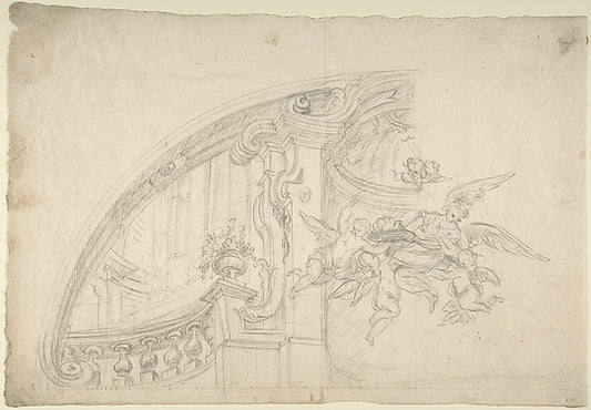 Sketch for the Rear Arched Area of a Chapel  with an Angel and,16x12"(A3) Poster