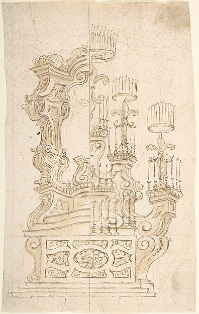 Two One Half Variant Designs for a Catafalque 1700–1780-Anonym,  Poster Print Wall Art