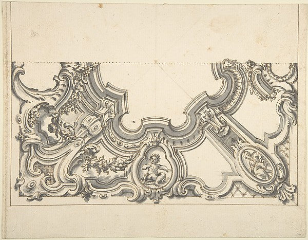 Design for One Half of a Ceiling 18th cent-Anonymous, Italian,,16x12"(A3) Poster