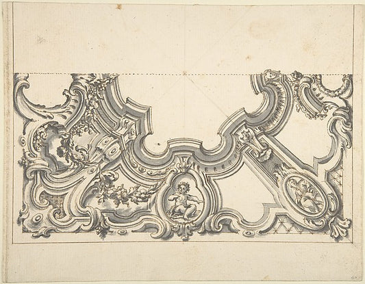 Design for One Half of a Ceiling 18th cent-Anonymous, Italian,,16x12"(A3) Poster