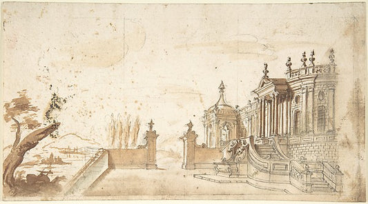 Architectural Fantasy 1700–1780-Anonymous, Italian, Piedmontes,16x12"(A3) Poster