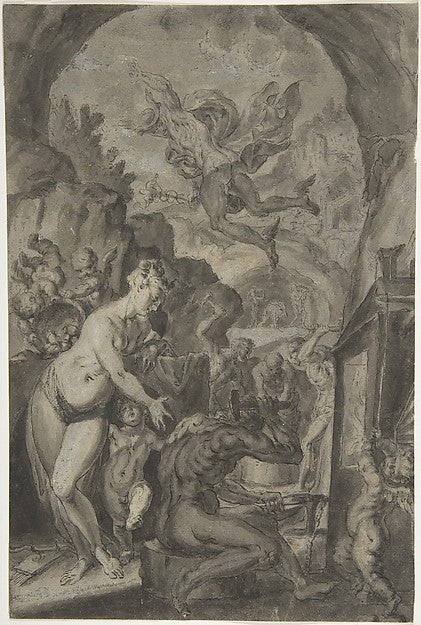 Venus in the Forge of Vulcan c1605-Anonymous, German, 17th cen,16x12"(A3) Poster