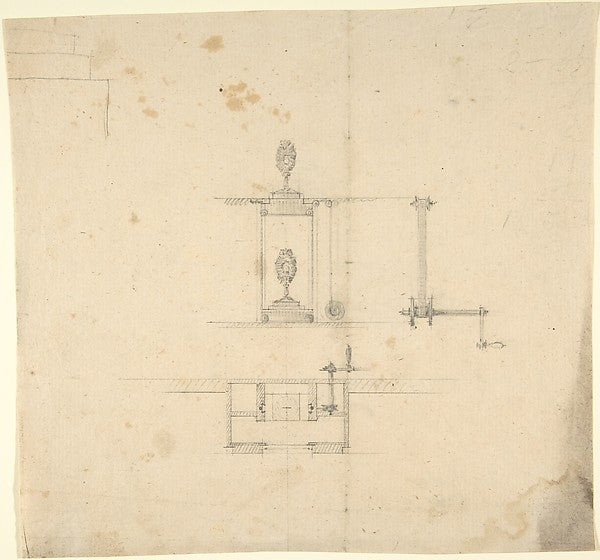 Design for a Machine to Raise and Lower Machinery 19th cent-An,  Poster Print Wall Art
