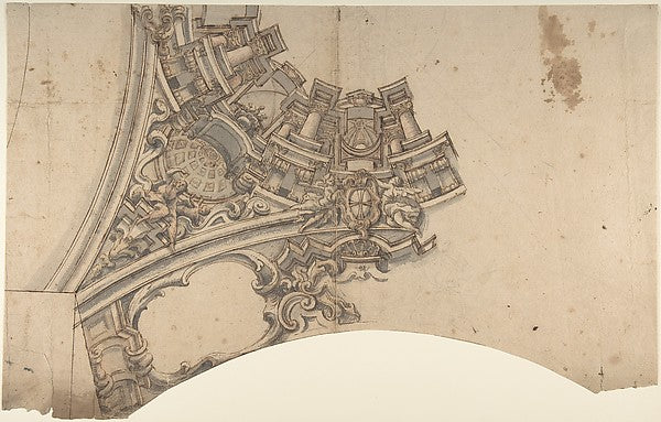 Design for a Part of a Painted Vaulted Ceiling with a Coat of,  Poster Print Wall Art