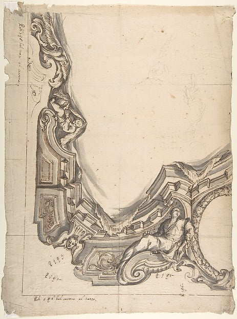 Design for a corner of a Painted Ceiling  Architectural "Cove",  Poster Print Wall Art