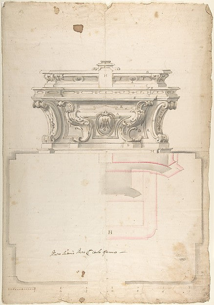 Elevation and Plan for an Altar 1700–1780-Anonymous, Italian,,  Poster Print Wall Art