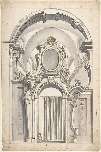 Design for an Elaborate Doorway with a Vaulted Ceiling Behind,  Poster Print Wall Art