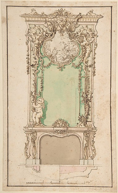 Design for Mantelpiece and Elaborate Overmantel early 18th cen, Poster Print