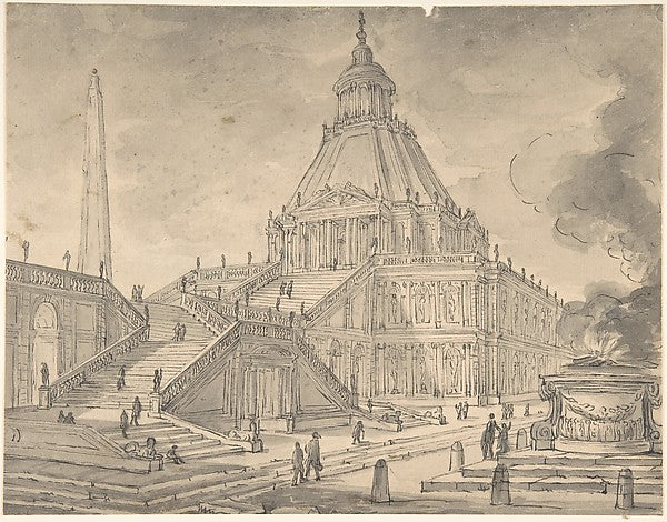 Architectural Fantasy: Temple-like Building with Colonnades  a,16x12"(A3) Poster