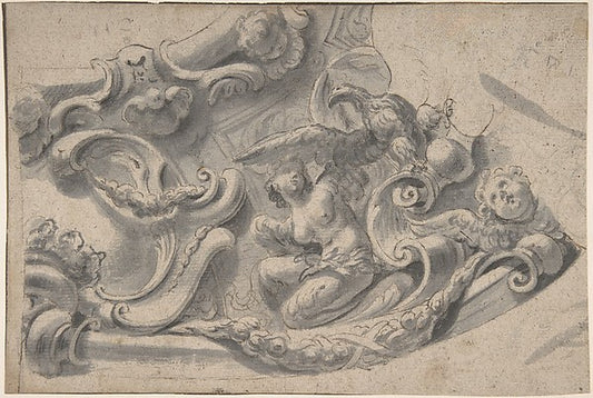 Design for a Decorative Cornice 18th cent-Anonymous, Italian,,16x12"(A3) Poster