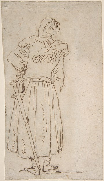 Back View of a Man in a Long Coat with a Sword 18th cent-Anony,16x12"(A3) Poster