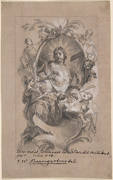 Christ in Glory early to mid-18th cent-Johann Wolfgang Baumgar,  Poster Print Wall Art