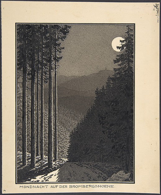 Mondnacht auf der Brombergshoehe 1928-W. E. Cyrenius, 20th cen,  Poster Print Wall Art
