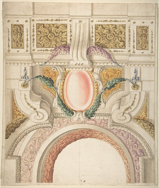Design for a Part of a Ceiling and a Pediment 18th cent-Anonym,  Poster Print Wall Art