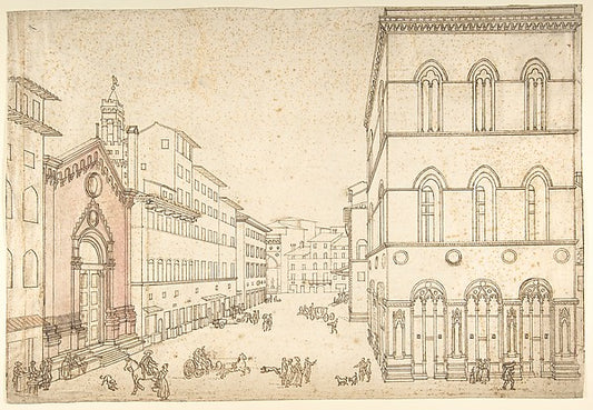 View of Florence: Or San Michele  Towards Piazza della Signori,16x12"(A3) Poster
