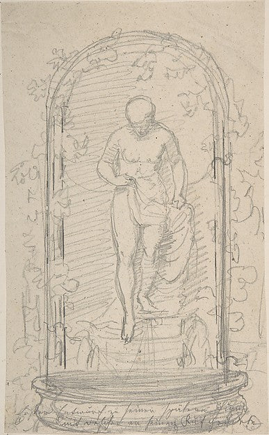 Recto:Nude Female Figure in a Niche   Verso: Study for a Fount,16x12"(A3) Poster