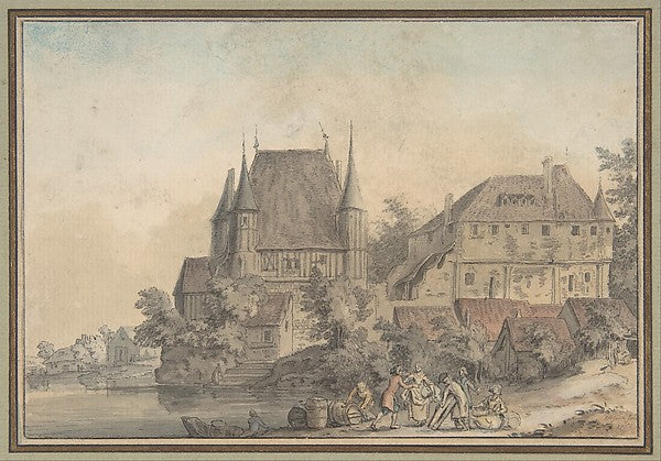 View of a Village alongside a River 1766-Samuel Hieronymus Gri,16x12"(A3)Poster