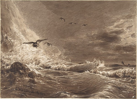 Stormy Sea 1851-Eduard Hildebrandt  1818–1869 Berlin),16x12"(A3) Poster