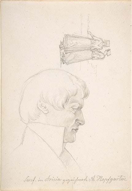 Study Sheet with a Portrait of Carl Julius Senff and Two Itali, Poster Print