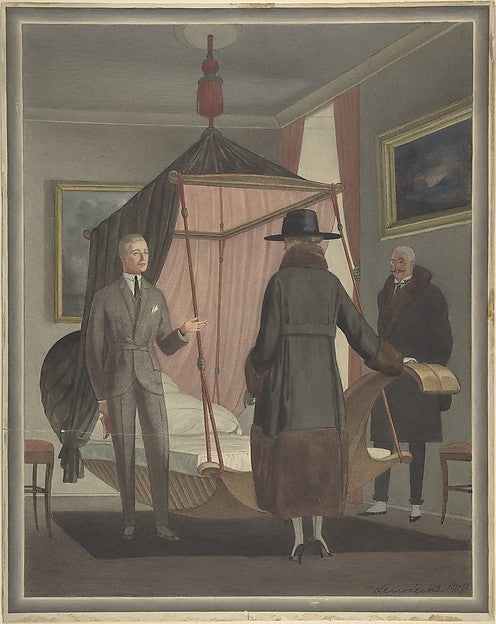 Two Man and a Woman in a Bedroom 1918-Otto Friedr. Carl Lendec,  Poster Print Wall Art