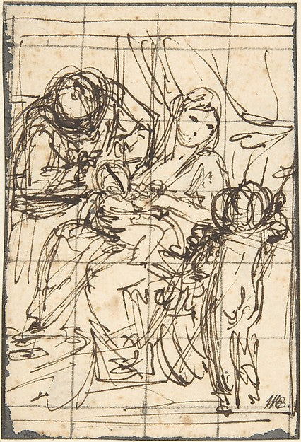 Holy Family with St. John the Baptist mid-18th cent-Anton Raph,16x12"(A3) Poster