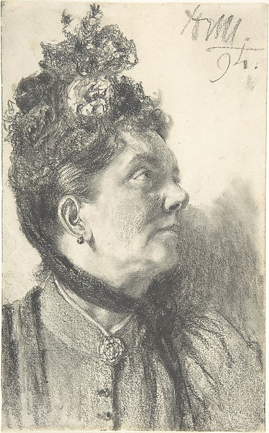 Woman with a Crushed Velvet Hat 1894-Adolph Menzel,16x12"(A3) Poster