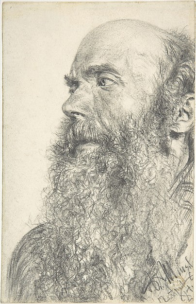 Head of a Bearded Man 1884-Adolph Menzel,16x12"(A3) Poster