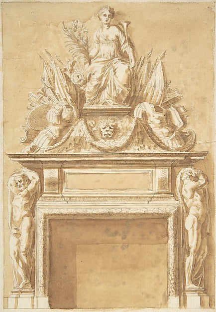 Design for a Mantlepiece mid-18th–late 18th cent-Christian Got,  Poster Print Wall Art