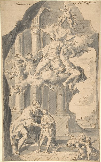 Saint Stephen of Hungary Presenting his Son  Saint Emeric  to,16x12"(A3) Poster