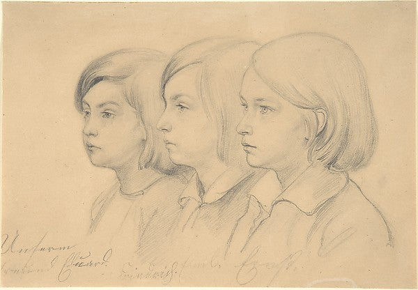 The Artist's Children -  Friedrich  Emil  and Ernst c1848-Friedr,  Poster Print Wall Art