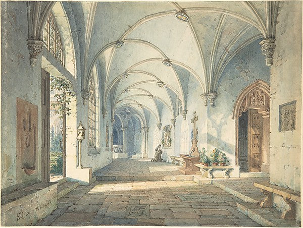 Cloisters in a Nunnery c1835-Simon Quaglio,  Poster Print Wall Art