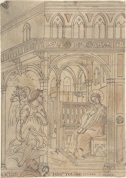 Annunciation with Beato Bernardo Tolomei di Siena 1800–1900-An,  Poster Print Wall Art