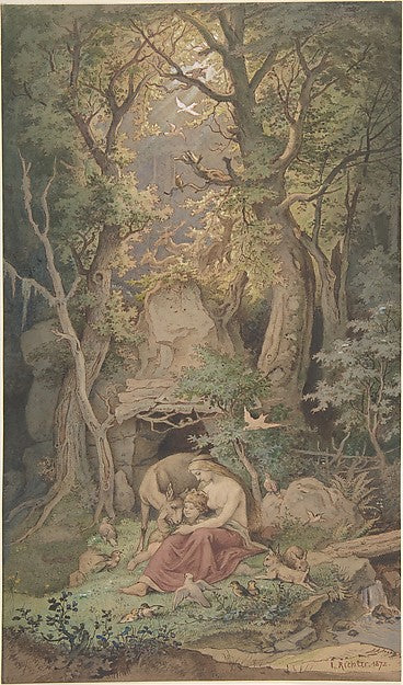 Genoveva 1820–84-Adrian Ludwig Richter,16x12"(A3) Poster