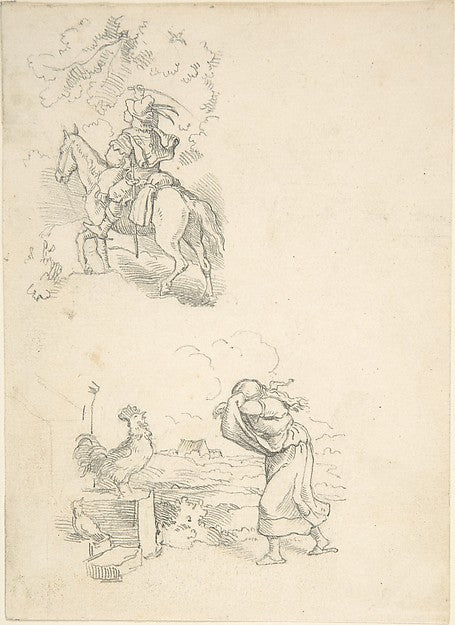 Two Designs for Illustration 1820–84-Adrian Ludwig Richter,16x12"(A3) Poster