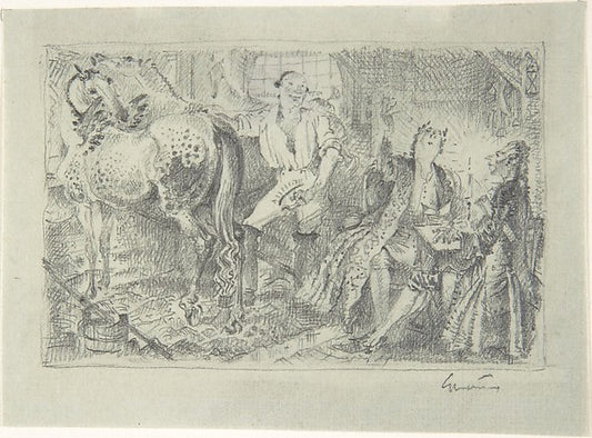 Design for Illustration: Stable Interior early 20th cent-Paul,16x12"(A3) Poster