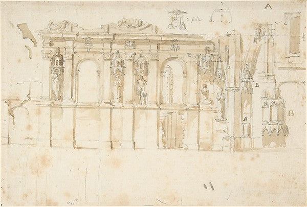 Design of an Architectural Monument . 1850–80-Anonymous,Itali,16x12